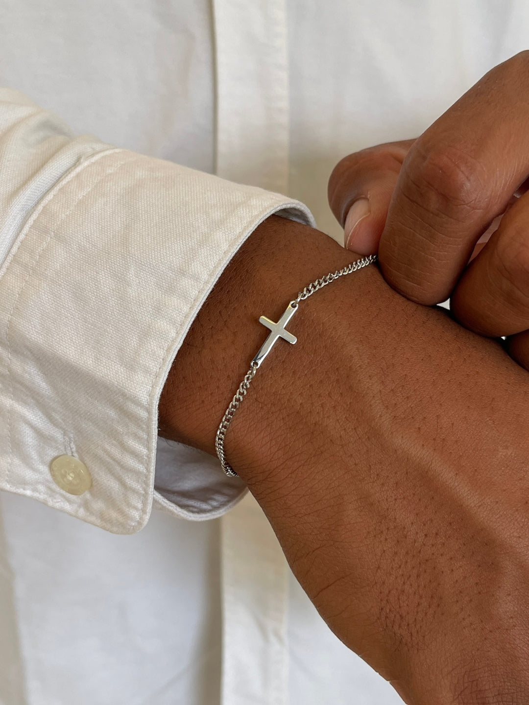Bracelet Croix - 2 MM - (argent)