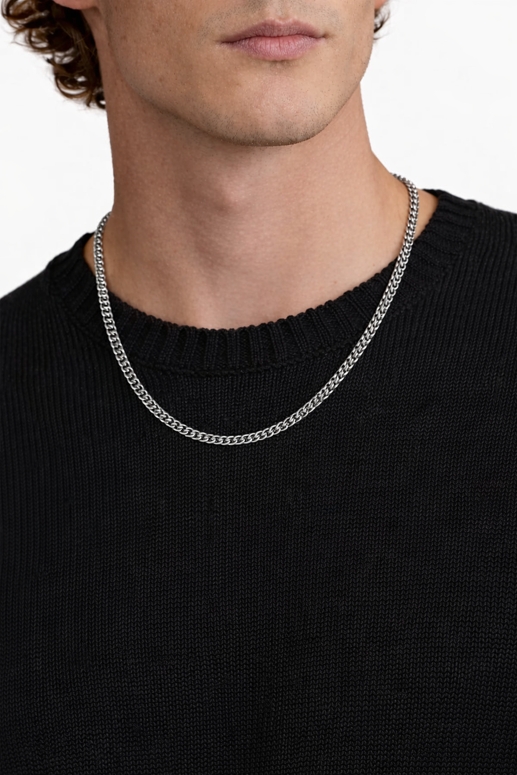 Collier cubain - 3 mm - (Argent)