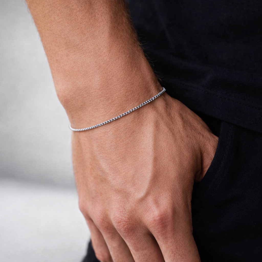 Bracelet cubain - 2 mm - (Argent)